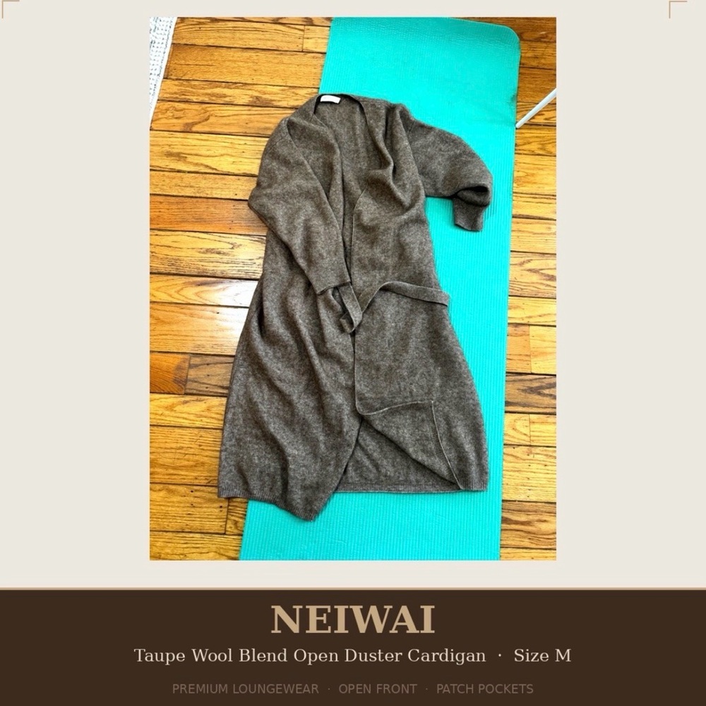 NEIWAI Taupe Wool-Blend Open Duster Cardigan - Women
